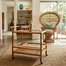 Load image into Gallery viewer, 1960s Italian Mid-Century Modern Bamboo &amp; Rattan Bar Cart. Made in Italy - Madinteriorart by Maden
