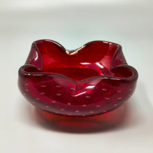 Load image into Gallery viewer, 1960s Mid-century Red Ashtray or Catchall in Bullicante Murano Glass by Flavio Poli Madinteriorart by Maden
