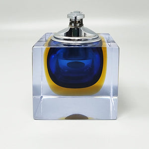 1960s Stunning Blue Table Lighter in Murano Sommerso Glass By Flavio Poli for Seguso Madinteriorart by Maden