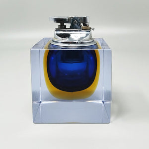 1960s Stunning Blue Table Lighter in Murano Sommerso Glass By Flavio Poli for Seguso Madinteriorart by Maden