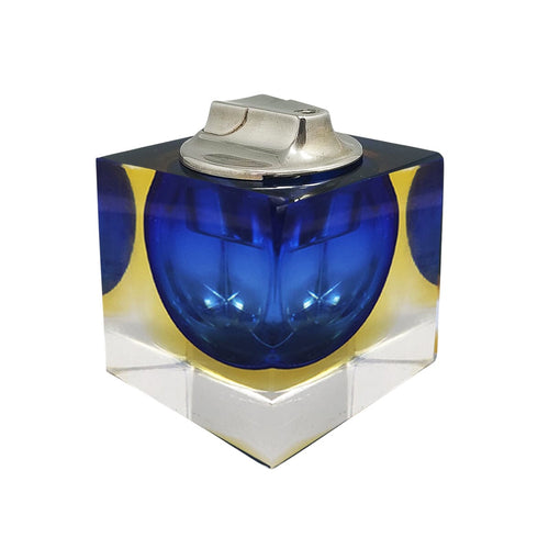 1960s Stunning Blue Table Lighter in Murano Sommerso Glass By Flavio Poli for Seguso Madinteriorart by Maden