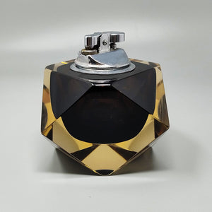 1960s Stunning Brown and Yellow Table Lighter in Murano Sommerso Glass By Flavio Poli for Seguso Madinteriorart by Maden