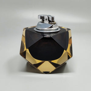 1960s Stunning Brown and Yellow Table Lighter in Murano Sommerso Glass By Flavio Poli for Seguso Madinteriorart by Maden