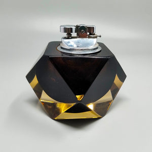 1960s Stunning Brown and Yellow Table Lighter in Murano Sommerso Glass By Flavio Poli for Seguso Madinteriorart by Maden