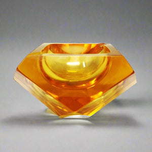 1960s Stunning Ochre Ashtray or Catchall By Flavio Poli for Seguso. Made in Italy Madinteriorart by Maden