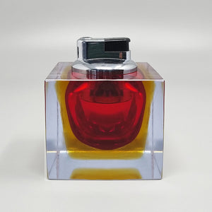 1960s Stunning Red Table Lighter in Murano Sommerso Glass By Flavio Poli for Seguso Madinteriorart by Maden