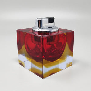 1960s Stunning Red Table Lighter in Murano Sommerso Glass By Flavio Poli for Seguso Madinteriorart by Maden