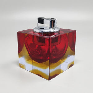 1960s Stunning Red Table Lighter in Murano Sommerso Glass By Flavio Poli for Seguso Madinteriorart by Maden