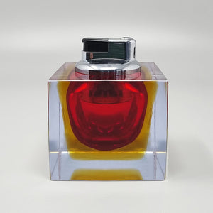 1960s Stunning Red Table Lighter in Murano Sommerso Glass By Flavio Poli for Seguso Madinteriorart by Maden