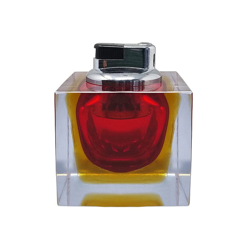 1960s Stunning Red Table Lighter in Murano Sommerso Glass By Flavio Poli for Seguso Madinteriorart by Maden