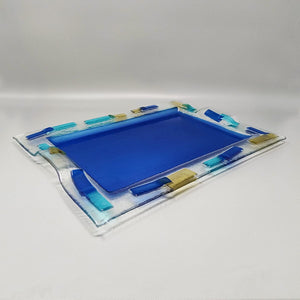 1970s Astonishing Blue Tray By Albatros in Murano Glass. Made in Italy Madinteriorart by Maden