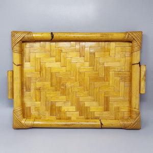 1970s Astonishing Italian Tray in Bamboo, Rattan and Wicker. Made in Italy Madinteriorart by Maden