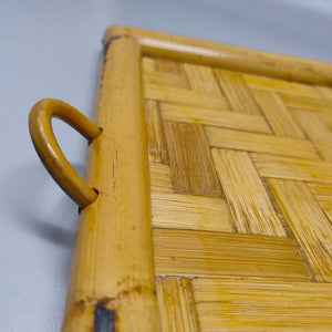 1970s Astonishing Italian Tray in Bamboo, Rattan and Wicker. Made in Italy Madinteriorart by Maden