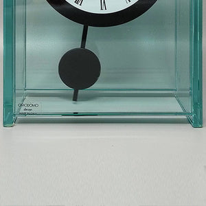 1970s Astonishing Pendulum Clock by Omodomo in Crystal. Made in Italy Madinteriorart by Maden