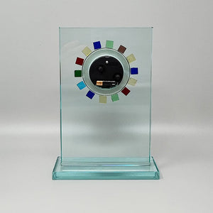 1970s Astonishing Table Clock by Omodomo in Crystal. Made in Italy Madinteriorart by Maden