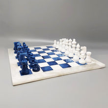 Load image into Gallery viewer, 1970s Elegant Blue and White Chess Set in Volterra Alabaster Handmade. Made in Italy - Madinteriorart by Maden

