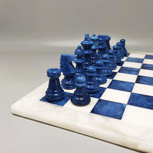 Load image into Gallery viewer, 1970s Elegant Blue and White Chess Set in Volterra Alabaster Handmade. Made in Italy - Madinteriorart by Maden
