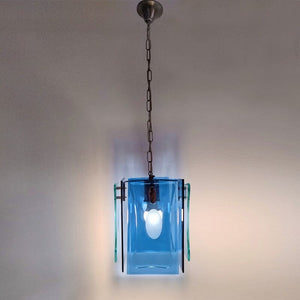 1970s Gorgeous Blue and Green Pendant Lamp by Veca. Made in Italy Madinteriorart by Maden