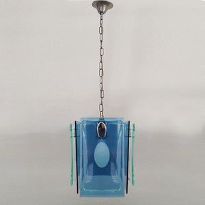 1970s Gorgeous Blue and Green Pendant Lamp by Veca. Made in Italy Madinteriorart by Maden