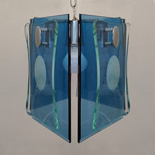 Load image into Gallery viewer, 1970s Gorgeous Blue and Green Pendant Lamp by Veca. Made in Italy Madinteriorart by Maden
