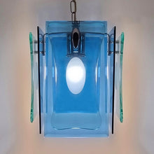 Load image into Gallery viewer, 1970s Gorgeous Blue and Green Pendant Lamp by Veca. Made in Italy Madinteriorart by Maden
