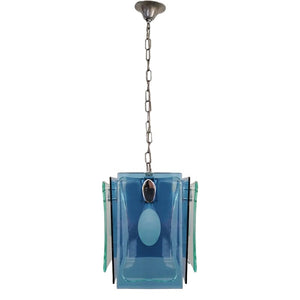 1970s Gorgeous Blue and Green Pendant Lamp by Veca. Made in Italy Madinteriorart by Maden