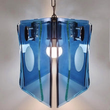 Load image into Gallery viewer, 1970s Gorgeous Blue and Green Pendant Lamp by Veca. Made in Italy Madinteriorart by Maden
