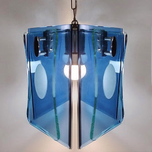 1970s Gorgeous Blue and Green Pendant Lamp by Veca. Made in Italy Madinteriorart by Maden