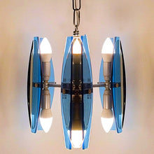 Load image into Gallery viewer, 1970s Gorgeous Blue and Smoked Glass Pendant Lamp by Veca. Made in Italy Madinteriorart by Maden
