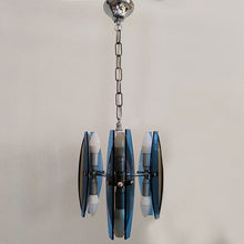 Load image into Gallery viewer, 1970s Gorgeous Blue and Smoked Glass Pendant Lamp by Veca. Made in Italy Madinteriorart by Maden
