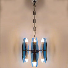 Load image into Gallery viewer, 1970s Gorgeous Blue and Smoked Glass Pendant Lamp by Veca. Made in Italy Madinteriorart by Maden
