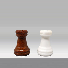 Load image into Gallery viewer, 1970s Gorgeous Brown and White Chess Set in Volterra Alabaster Handmade Made in Italy Madinteriorart by Maden
