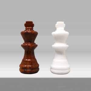 1970s Gorgeous Brown and White Chess Set in Volterra Alabaster Handmade Made in Italy Madinteriorart by Maden