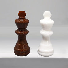 Load image into Gallery viewer, 1970s Gorgeous Brown and White Chess Set in Volterra Alabaster Handmade. Made in Italy Madinteriorart by Maden
