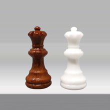 Load image into Gallery viewer, 1970s Gorgeous Brown and White Chess Set in Volterra Alabaster Handmade Made in Italy Madinteriorart by Maden
