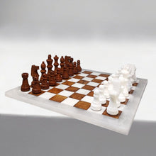 Load image into Gallery viewer, 1970s Gorgeous Brown and White Chess Set in Volterra Alabaster Handmade Made in Italy Madinteriorart by Maden
