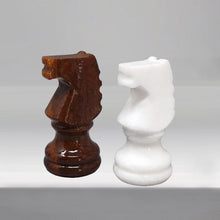 Load image into Gallery viewer, 1970s Gorgeous Brown and White Chess Set in Volterra Alabaster Handmade. Made in Italy Madinteriorart by Maden
