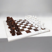 Load image into Gallery viewer, 1970s Gorgeous Brown and White Chess Set in Volterra Alabaster Handmade. Made in Italy Madinteriorart by Maden
