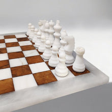 Load image into Gallery viewer, 1970s Gorgeous Brown and White Chess Set in Volterra Alabaster Handmade Made in Italy Madinteriorart by Maden
