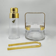 Load image into Gallery viewer, 1970s Gorgeous Cocktail Shaker With Ice Bucket by Dorval in Gold plate 24K and Crystal. Made in Italy Madinteriorart by Maden
