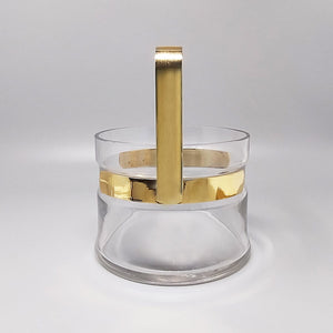 1970s Gorgeous Cocktail Shaker With Ice Bucket by Dorval in Gold plate 24K and Crystal. Made in Italy Madinteriorart by Maden