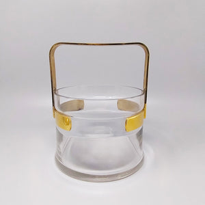 1970s Gorgeous Cocktail Shaker With Ice Bucket by Dorval in Gold plate 24K and Crystal. Made in Italy Madinteriorart by Maden