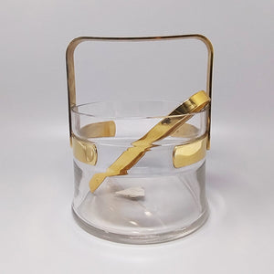 1970s Gorgeous Cocktail Shaker With Ice Bucket by Dorval in Gold plate 24K and Crystal. Made in Italy Madinteriorart by Maden