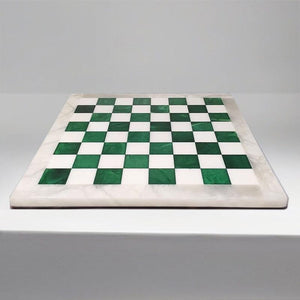 1970s Gorgeous Green and White Chess Set in Volterra Alabaster Handmade Made in Italy Madinteriorart by Maden