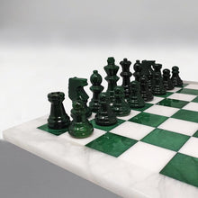 Load image into Gallery viewer, 1970s Gorgeous Green and White Chess Set in Volterra Alabaster Handmade Made in Italy Madinteriorart by Maden
