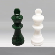 Load image into Gallery viewer, 1970s Gorgeous Green and White Chess Set in Volterra Alabaster Handmade Made in Italy Madinteriorart by Maden
