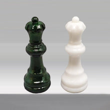 Load image into Gallery viewer, 1970s Gorgeous Green and White Chess Set in Volterra Alabaster Handmade Made in Italy Madinteriorart by Maden
