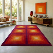 Load image into Gallery viewer, 1970s Gorgeous Verner Panton Style "Quadrat" Geometric Op Art Rug. Made in England - Madinteriorart by Maden
