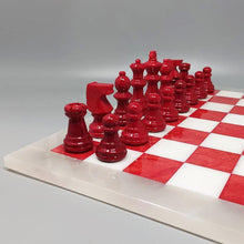 Load image into Gallery viewer, 1970s Italian Volterra Alabaster Chess Set – Rare in Red &amp; White. Made in Italy Madinteriorart by Maden
