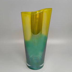 1970s Luxury Green and Yellow Handcrafted Vase in Murano Glass by Ca dei Vetrai. Made in Italy Madinteriorart by Maden